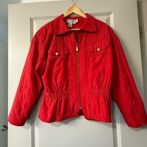 Carlisle Red Quilted Jacket with Gold Zipper